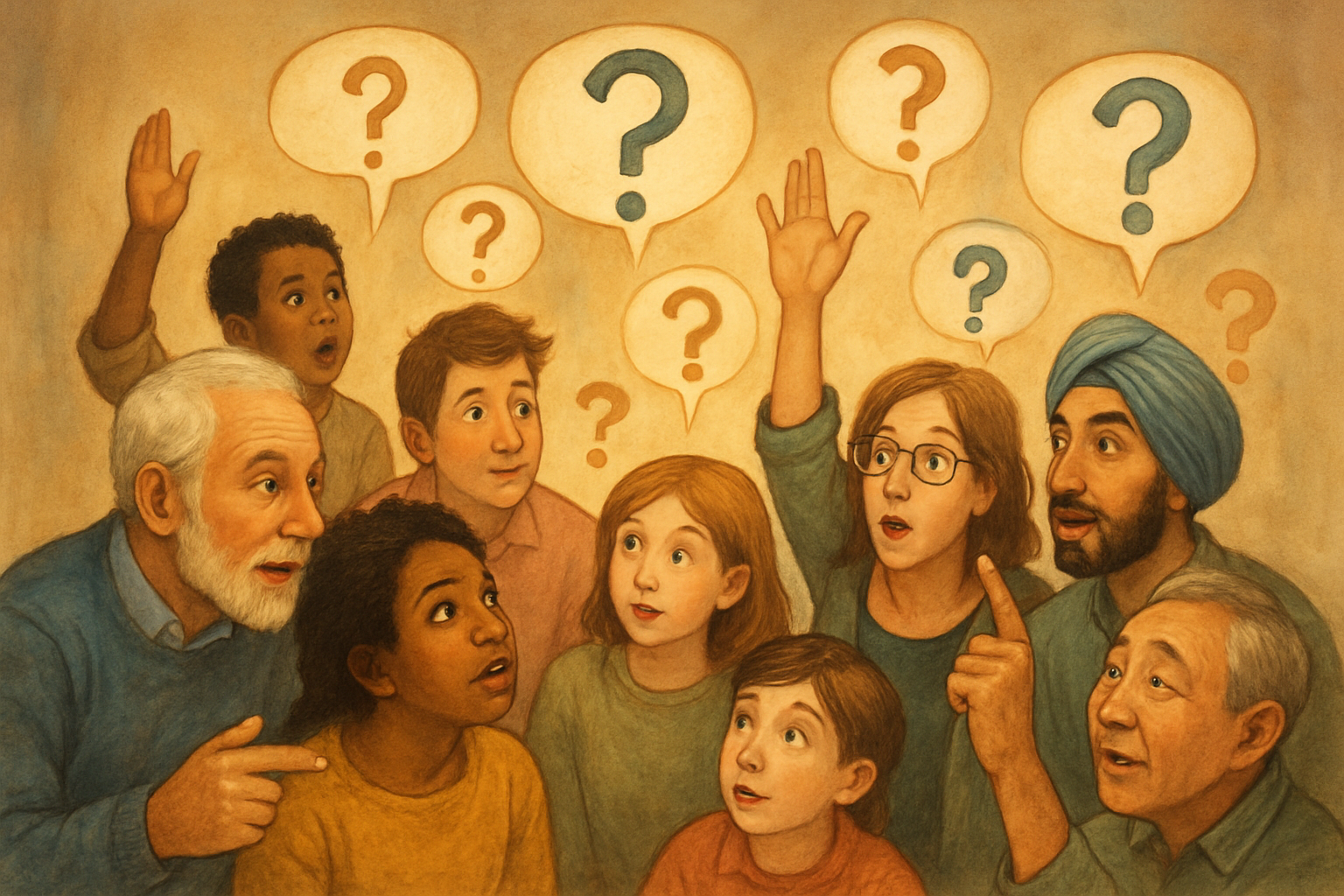 me crie uma imagem  onde as pessoa estao a perguntar sobre nos